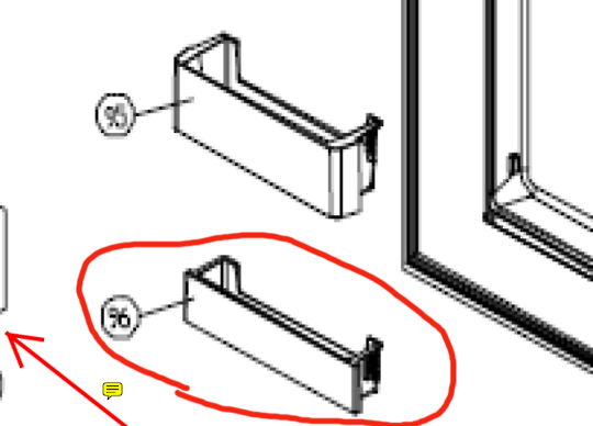 Smeg Fridge Door Lower Shelf SR610X, SR610XBL, SR610NE, Ist One From Bottom *58500