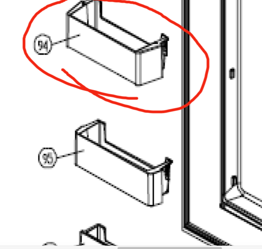 Smeg Fridge Door Middle Shelf SR610X, SR610XBL, SR610NE, 3RD One From BottomNL A