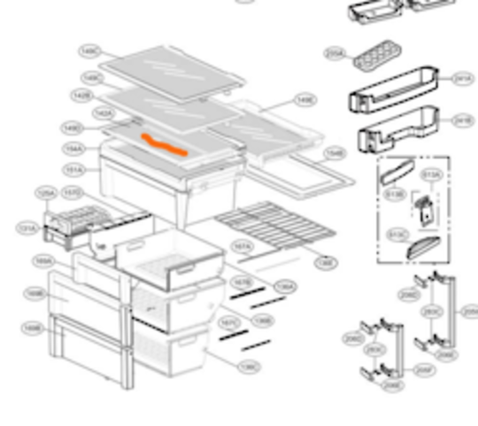 LG Fridge Sliding Shelf GB-W450UPLX
