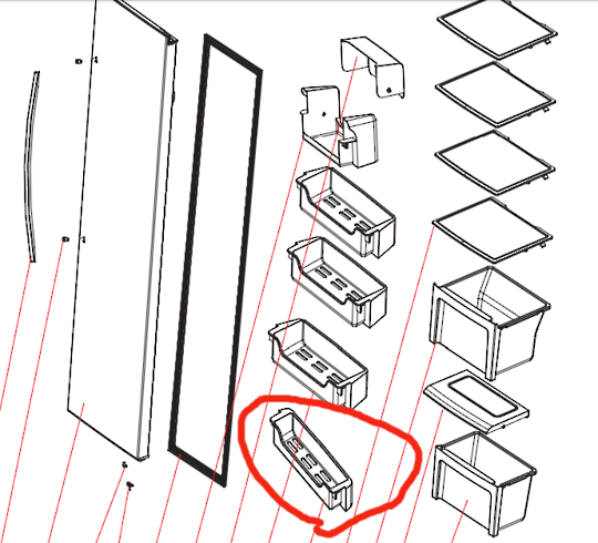 Nouveau Fridge Lowest Shelf On Door HC-698W,