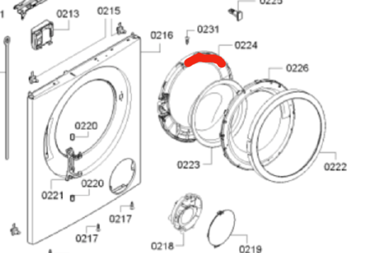 Bosch Washing Machine Inner Door Frame or Trim WAP28380AU, WAT24261AU/04
