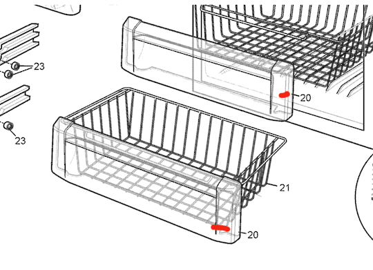 Westinghouse Electrolux Facia Freezer Basket EBM5100SA EBE5100SB*01