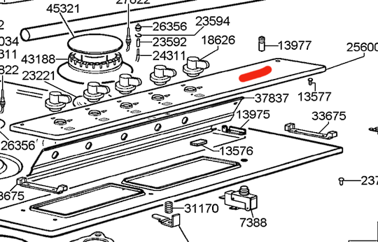 Smeg Cooktop Panel Knob Area SNZ93XGR1, CIR93AXS3,
