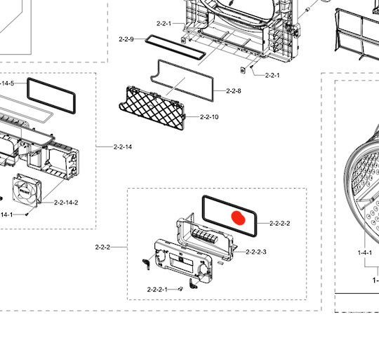 Samsung Washing Machine Dryer Condenser Gasket DV80M5010IW/SA,