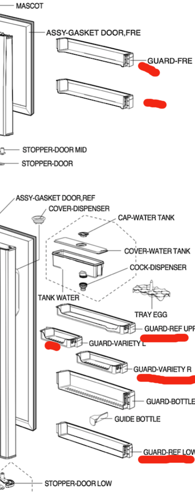 Samsung Fridge Lower and Middle and Freezer