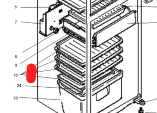 Mitsubishi Fridge Shelf MR-260T-W-A(NZ) MR-260T-ST-A(NZ)