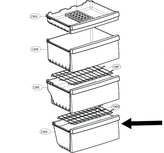 LG Freezer First 1ST Lower Draw AJP72975308