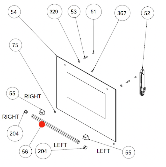 Omega Oven Door Handel Bar UFES61 Silver