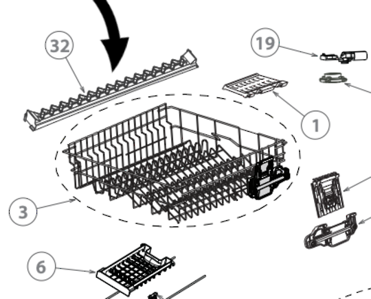 Fisher Paykel Beko Dishwasher Glass Support Upper