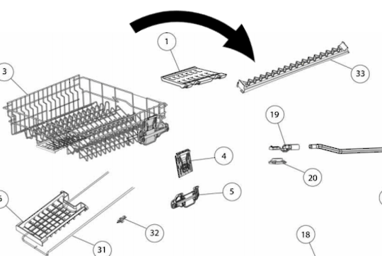 Fisher Paykel Dishwasher Glass Support Upper Basket