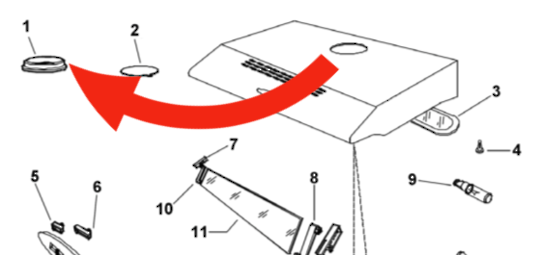 Elba Rangehood Doucting Flange EHMC620W1, EHMC620X1,EHMC62OX1, EHMC62OW1