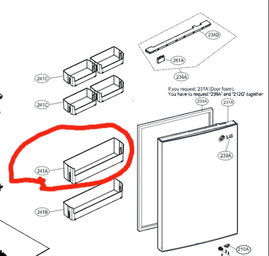 LG Fridge Door Bottle Shelf GB-455BLE GB-455BTL.