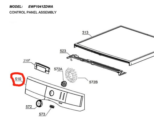 Electrolux Washing Machine Control Panel EWF1041ZDWA