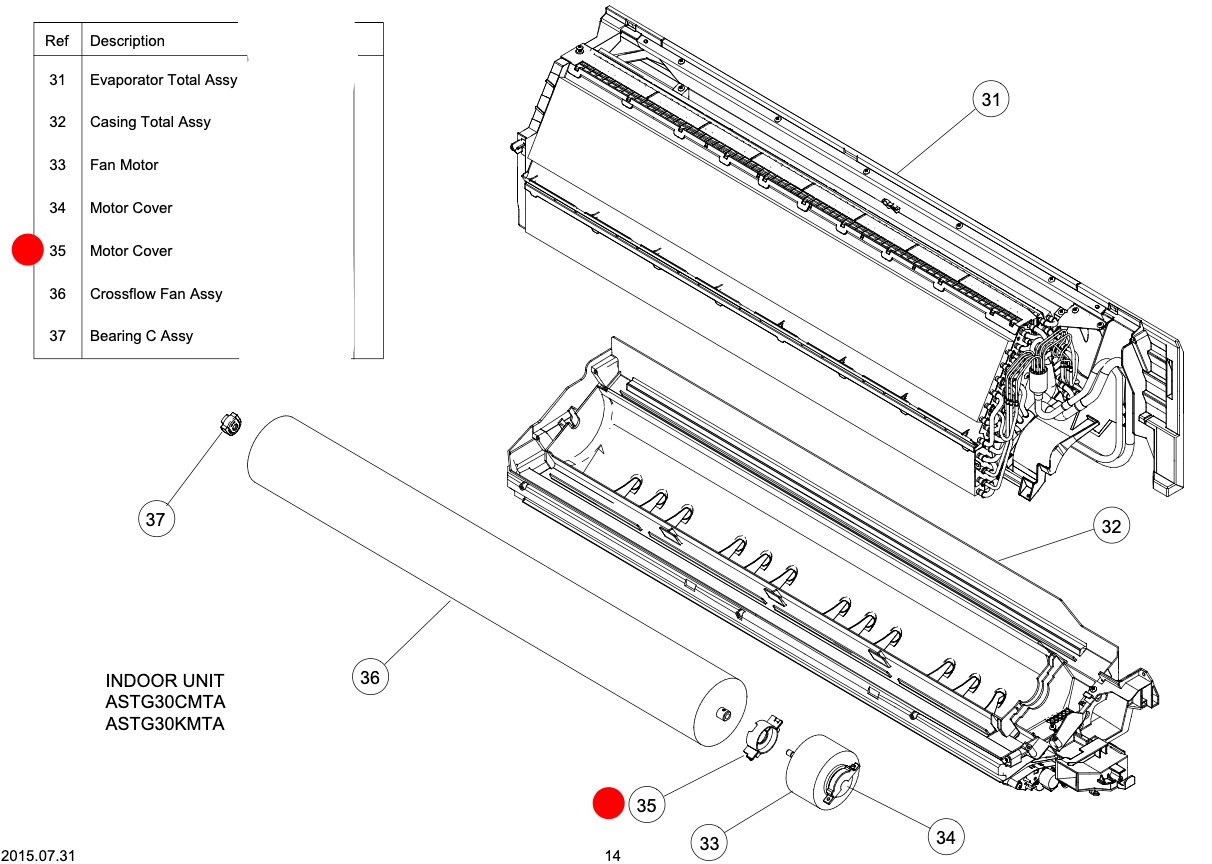 Fujitsu Air Conditioner Motor Cover 1 9316568006 for ASTG18KMCA & ASTG24KMCA