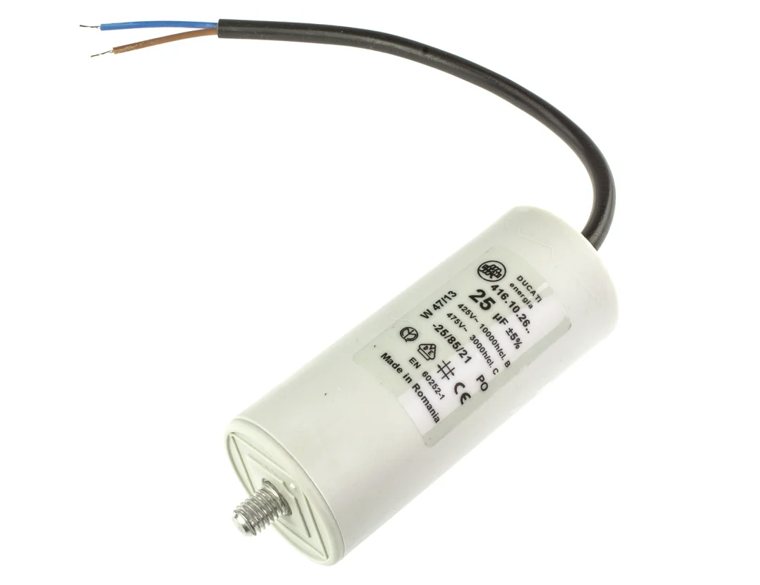 25µF Motor Run Capacitor 425V–475V Ducati for Appliances, Pumps & Water Blasters
