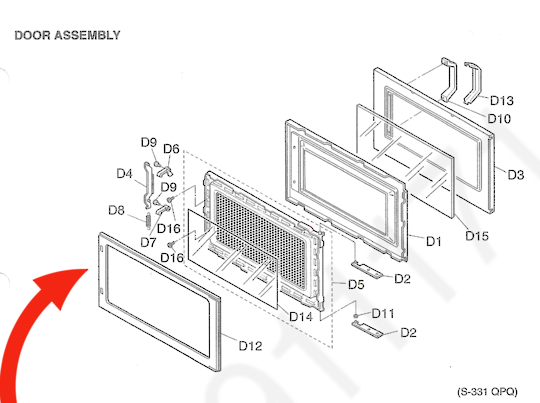 Panasonic Microwave Inner Door Glass NE1057 NE1257