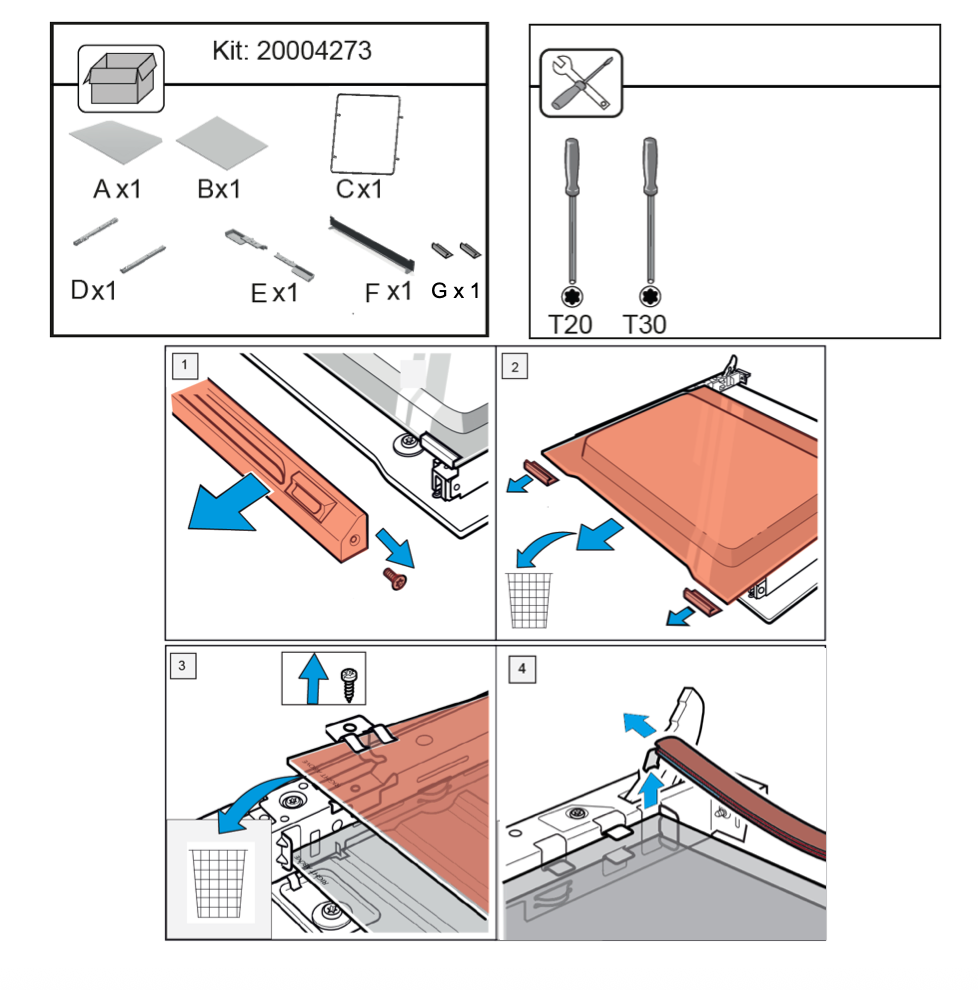 Bosch Oven Inner Door Glass HBA63S451A/45, HBG73S550A/35, Repair Kit
