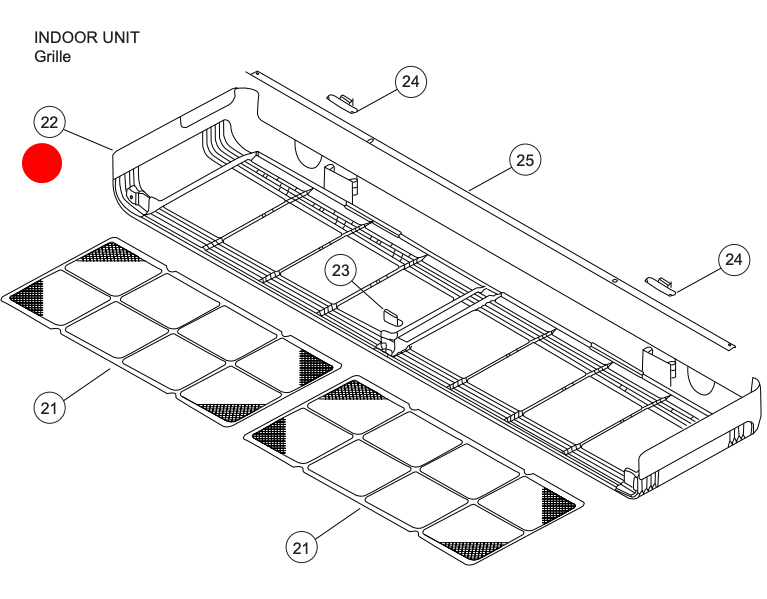 Fujitsu Air Conditioner Indoor Panel Grille – Fits ABTA18/24LATN, ABTF18/24LAT, ABT14/18/24RGAW Models