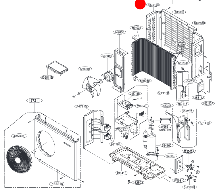 LG Air Conditioner Heat Pump Outdoor Unit Back Panel Assembly Back