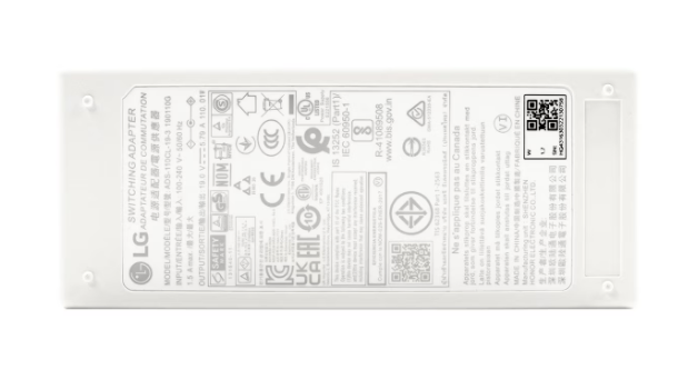 LG StandbyME Charger 19V 5.79A (White, Power Cord Not Included)