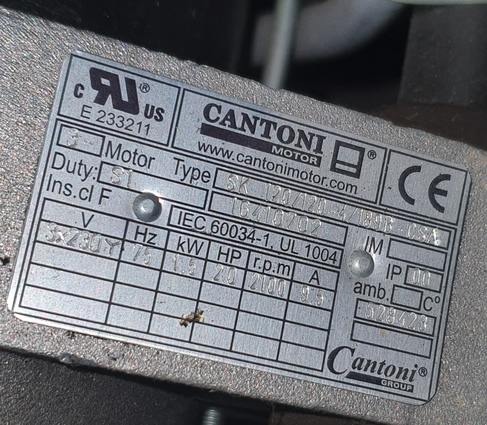 Maytag Alliance Washing Machine Motor E233211 528423 555582 SK120/120-4/189B CSA 3x230Y 75hz 1.5kw 2hp 2200rpm