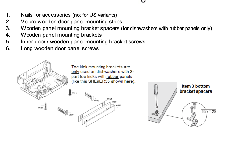 Bosch Fully-Integrated Dishwasher Door Mounting Hardware Set 00618833