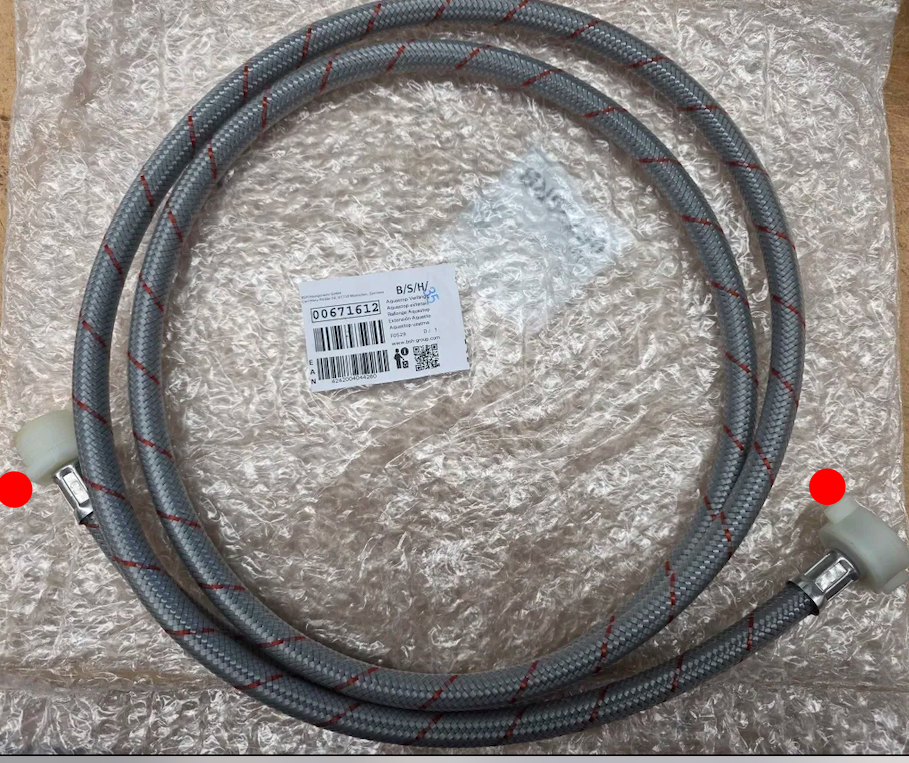 Bosch Dishwasher & Washing Machine Inlet Hose Extension with Adaptor – 220cm – Genuine Bosch – Straight Ends – Fits AU & NZ Standard Taps