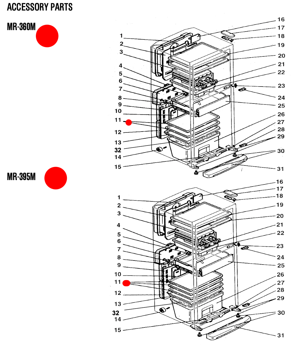Mitsubishi Fridge Shelf MR-395J-W-A, MR-360J-W-A, MR-360M, MR-395M, MR-360J, MR-395J, (Includes All L, -W & -St *B66420