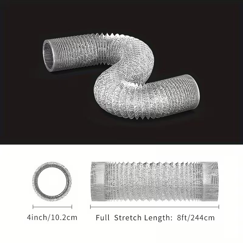 Universal Cloth Dryer Duct Hose 102mm Outlet 2400mm Length Aluminium including 2 Clips