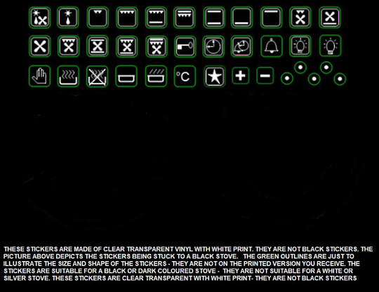 Oven Control Panel Decal Sticker White Symbols