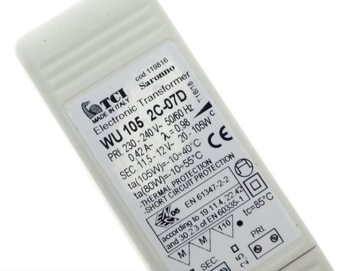 Smeg Range Hood Transformer Halogen (Not suitable for LED models) wu 105 2c-07D inlet 230-240 Volt Outlet 11.5 -12 Volt and 20w to 105Watt